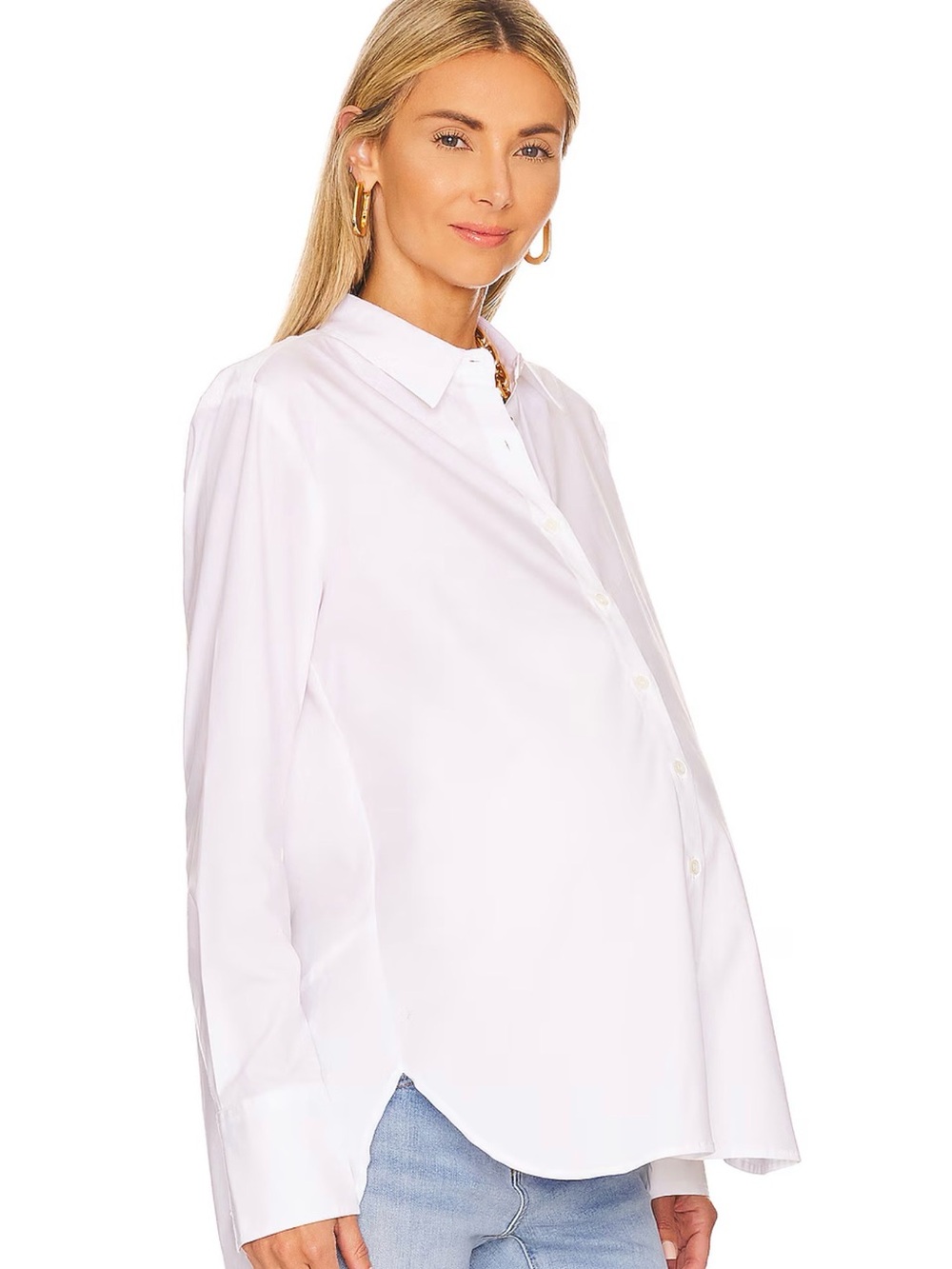 HATCH • The Classic Button Down Maternity Shirt in White - 0 XS - Picture 2 of 8